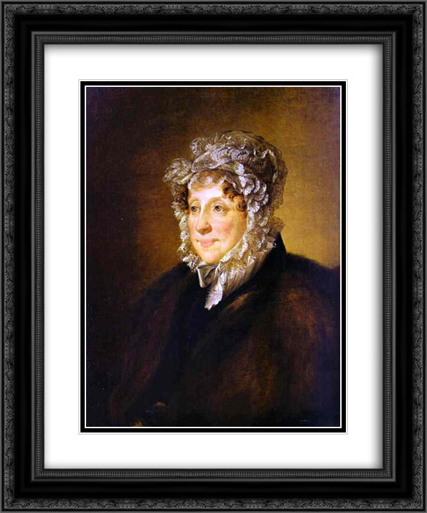 Portrait of an elderly woman in a bonnet 20x24 Black Ornate Wood Framed Art Print Poster with Double Matting by Tropinin, Vasily