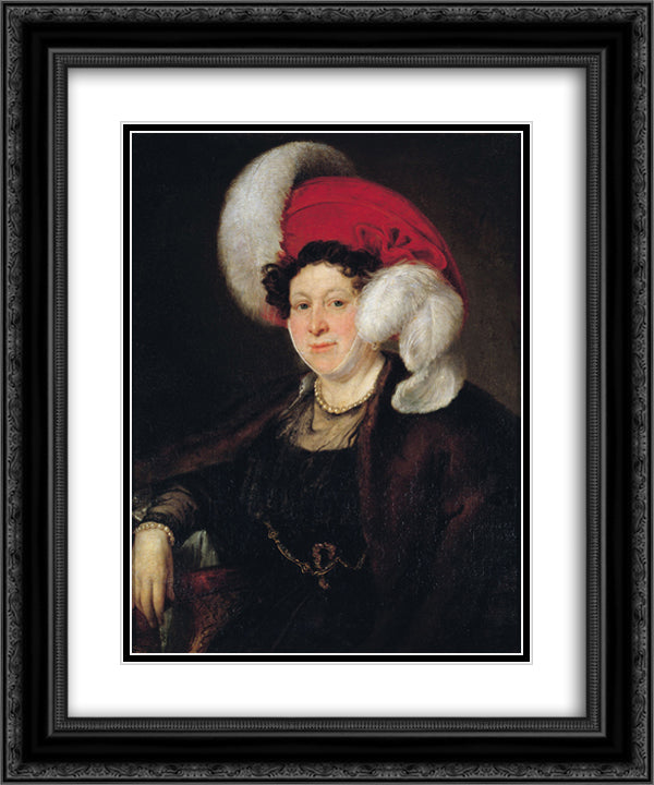 Portrait of Countess N. A. Zubova 20x24 Black Ornate Wood Framed Art Print Poster with Double Matting by Tropinin, Vasily