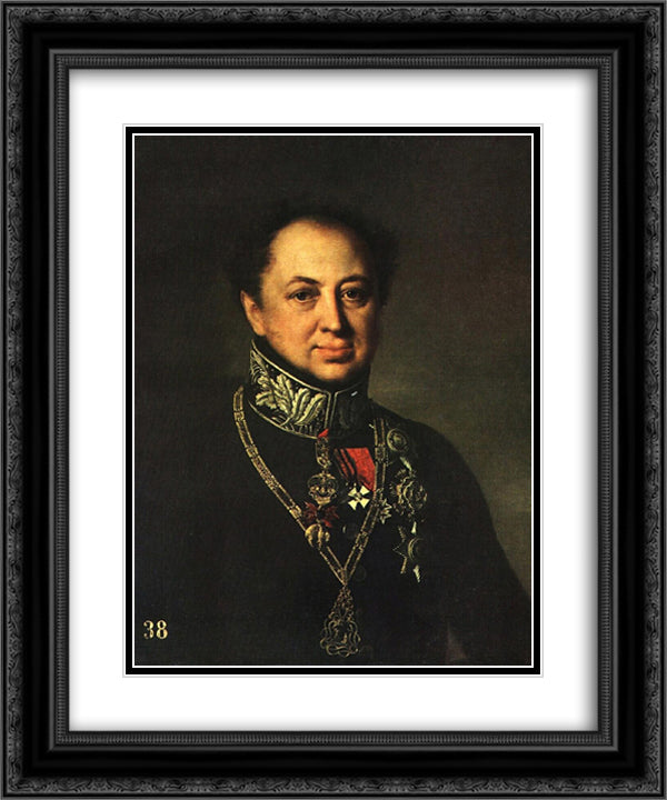 Portrait of D. P. Tatishchev 20x24 Black Ornate Wood Framed Art Print Poster with Double Matting by Tropinin, Vasily