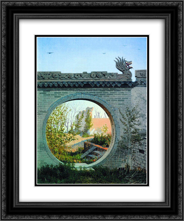 A Garden gate in Chuguchak 20x24 Black Ornate Wood Framed Art Print Poster with Double Matting by Vereshchagin, Vasily
