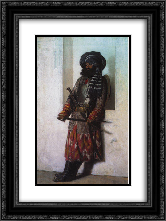 Afghan 18x24 Black Ornate Wood Framed Art Print Poster with Double Matting by Vereshchagin, Vasily