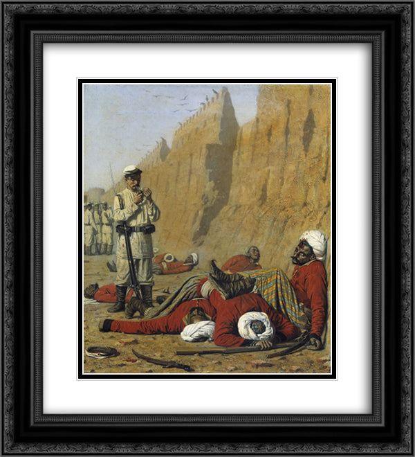 After failure 20x22 Black Ornate Wood Framed Art Print Poster with Double Matting by Vereshchagin, Vasily
