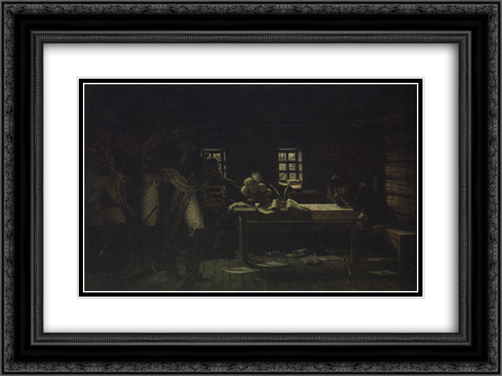 At Gorodnia. Breakthrough or Withdraw 24x18 Black Ornate Wood Framed Art Print Poster with Double Matting by Vereshchagin, Vasily