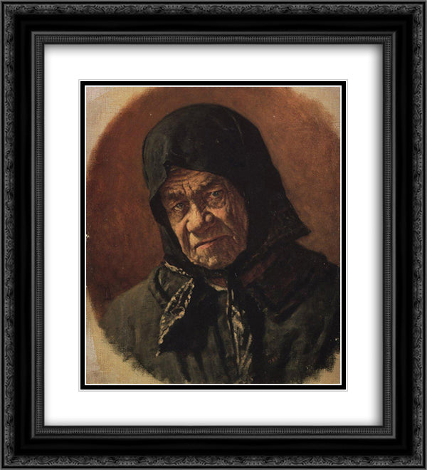 Beggar, Ninety Six Years Old 20x22 Black Ornate Wood Framed Art Print Poster with Double Matting by Vereshchagin, Vasily