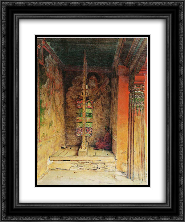 Buddhist Prayer Machine 20x24 Black Ornate Wood Framed Art Print Poster with Double Matting by Vereshchagin, Vasily