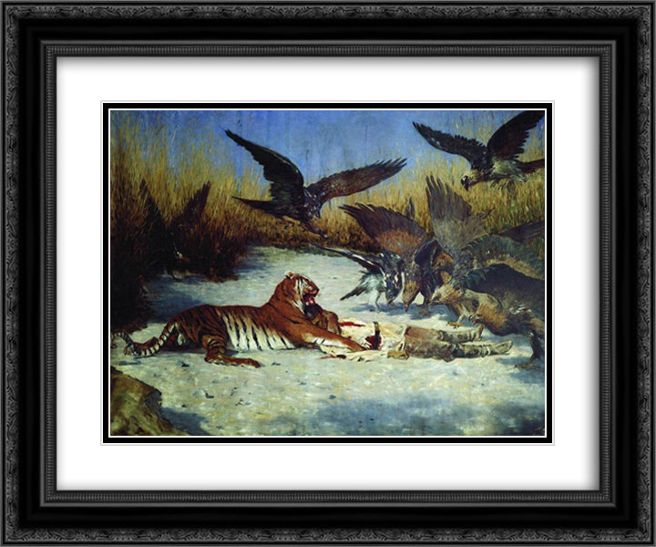 Cannibal 24x20 Black Ornate Wood Framed Art Print Poster with Double Matting by Vereshchagin, Vasily