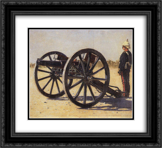 Cannon 22x20 Black Ornate Wood Framed Art Print Poster with Double Matting by Vereshchagin, Vasily