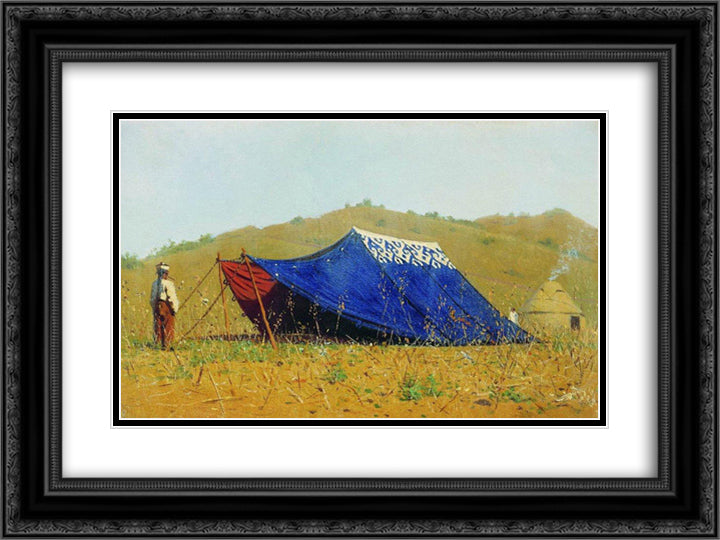 China tent 24x18 Black Ornate Wood Framed Art Print Poster with Double Matting by Vereshchagin, Vasily