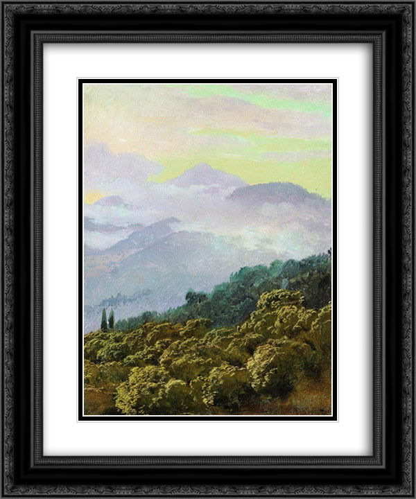 Crimean mountains 20x24 Black Ornate Wood Framed Art Print Poster with Double Matting by Vereshchagin, Vasily