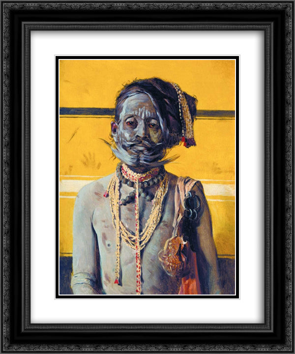 Fakir 20x24 Black Ornate Wood Framed Art Print Poster with Double Matting by Vereshchagin, Vasily