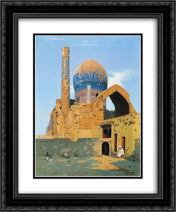 Gur Emir Mausoleum. Samarkand 20x24 Black Ornate Wood Framed Art Print Poster with Double Matting by Vereshchagin, Vasily