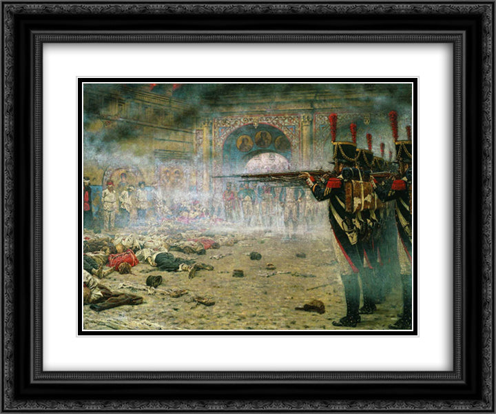 In Defeated Moscow ( Arsonists or Shooting in the Kremlin) 24x20 Black Ornate Wood Framed Art Print Poster with Double Matting by Vereshchagin, Vasily
