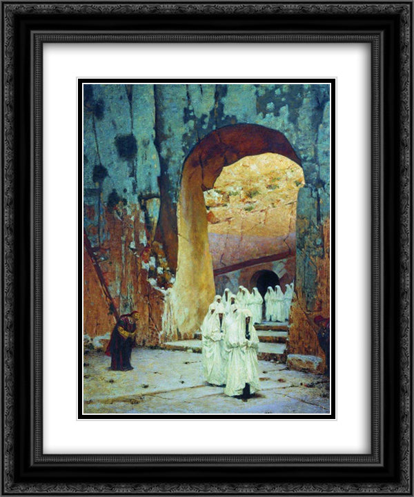 In Jerusalem. Royal tombs 20x24 Black Ornate Wood Framed Art Print Poster with Double Matting by Vereshchagin, Vasily