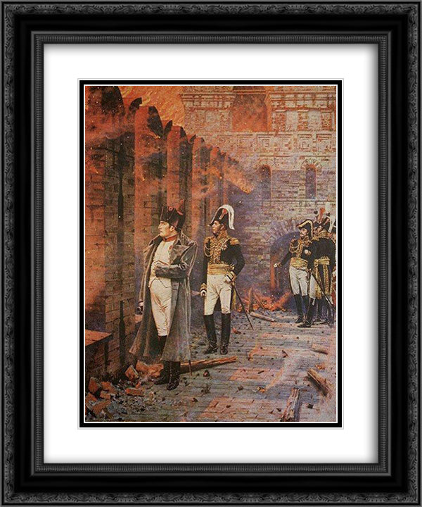 In the Kremlin - A Fire 20x24 Black Ornate Wood Framed Art Print Poster with Double Matting by Vereshchagin, Vasily