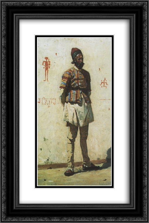 Indian 16x24 Black Ornate Wood Framed Art Print Poster with Double Matting by Vereshchagin, Vasily