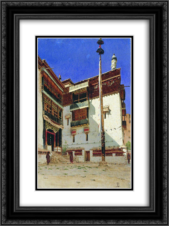 Indian motif 18x24 Black Ornate Wood Framed Art Print Poster with Double Matting by Vereshchagin, Vasily