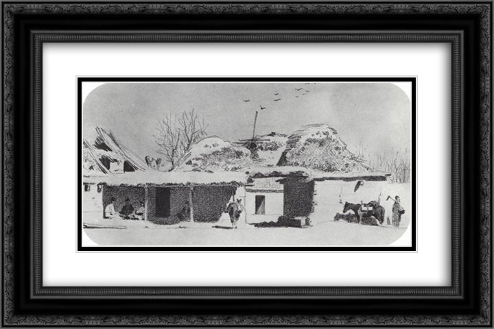 Inn near Tashkent 24x16 Black Ornate Wood Framed Art Print Poster with Double Matting by Vereshchagin, Vasily