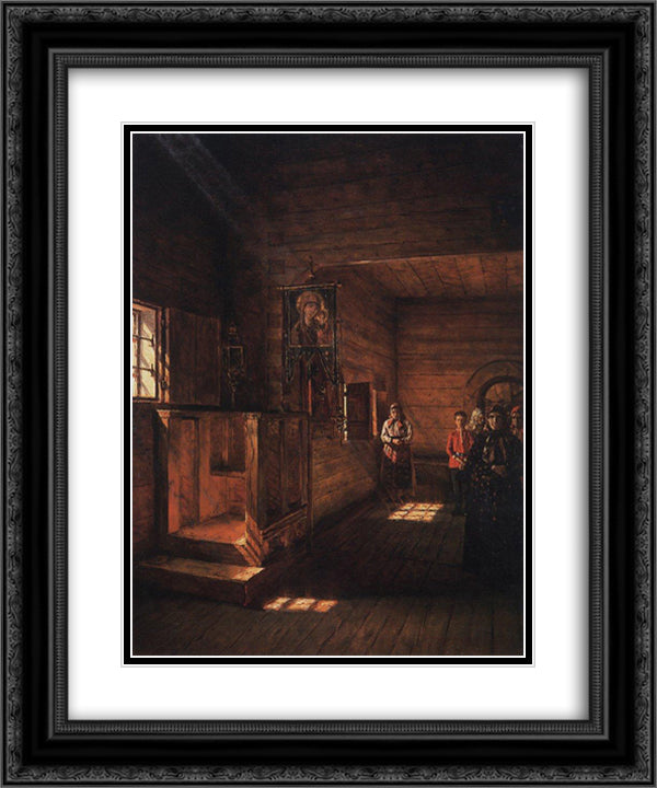 Interior of the Church of St. John the Evangelist on the Ishna near Rostov Yaroslavsky 20x24 Black Ornate Wood Framed Art Print Poster with Double Matting by Vereshchagin, Vasily