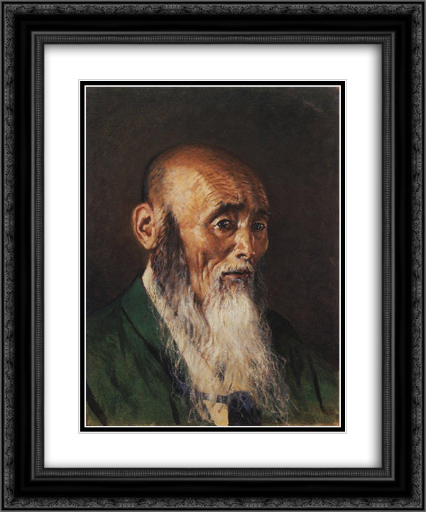 Japanese Priest 20x24 Black Ornate Wood Framed Art Print Poster with Double Matting by Vereshchagin, Vasily