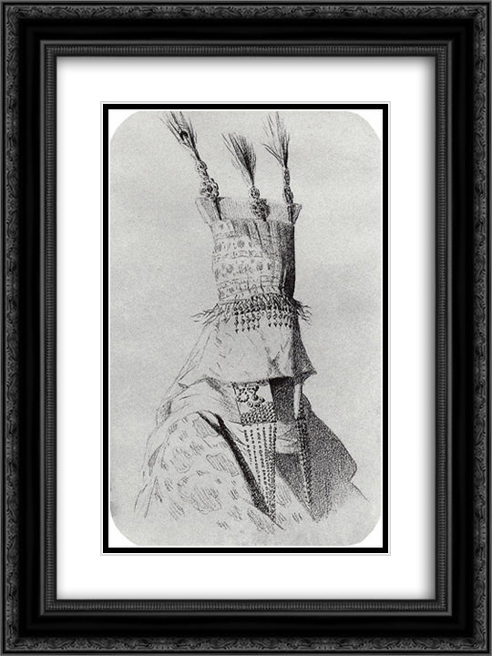 Kyrgyz-bride outfit with a headdress covering the face 18x24 Black Ornate Wood Framed Art Print Poster with Double Matting by Vereshchagin, Vasily