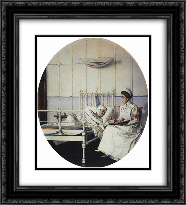 Letter to home (Letter to Mother) 20x22 Black Ornate Wood Framed Art Print Poster with Double Matting by Vereshchagin, Vasily