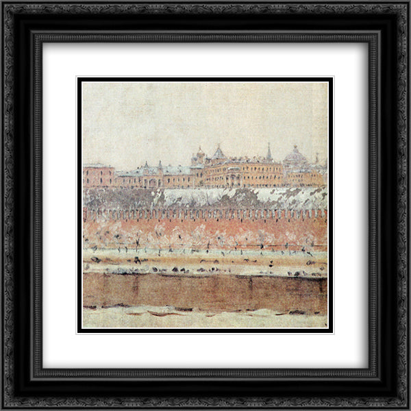 Moscow Kremlin in winter 20x20 Black Ornate Wood Framed Art Print Poster with Double Matting by Vereshchagin, Vasily