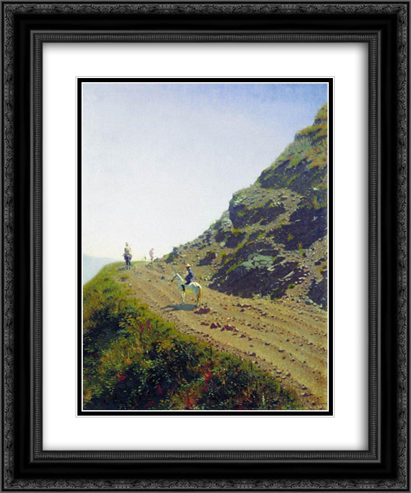 Nomadic road in the mountains of Ala Tau 20x24 Black Ornate Wood Framed Art Print Poster with Double Matting by Vereshchagin, Vasily