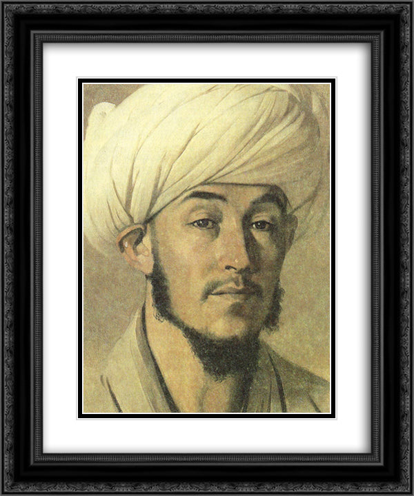Portrait of a man in a white turban 20x24 Black Ornate Wood Framed Art Print Poster with Double Matting by Vereshchagin, Vasily