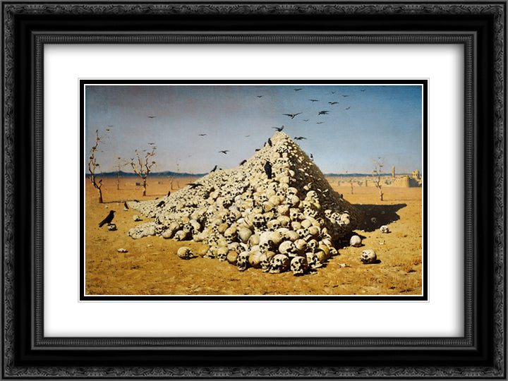 The Apotheosis of War 24x18 Black Ornate Wood Framed Art Print Poster with Double Matting by Vereshchagin, Vasily