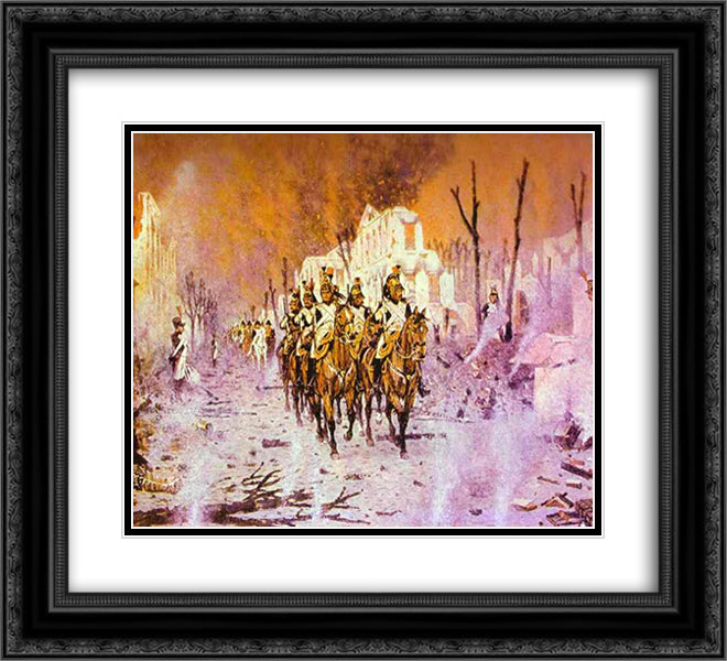 The Return from the Petroff Palace 22x20 Black Ornate Wood Framed Art Print Poster with Double Matting by Vereshchagin, Vasily