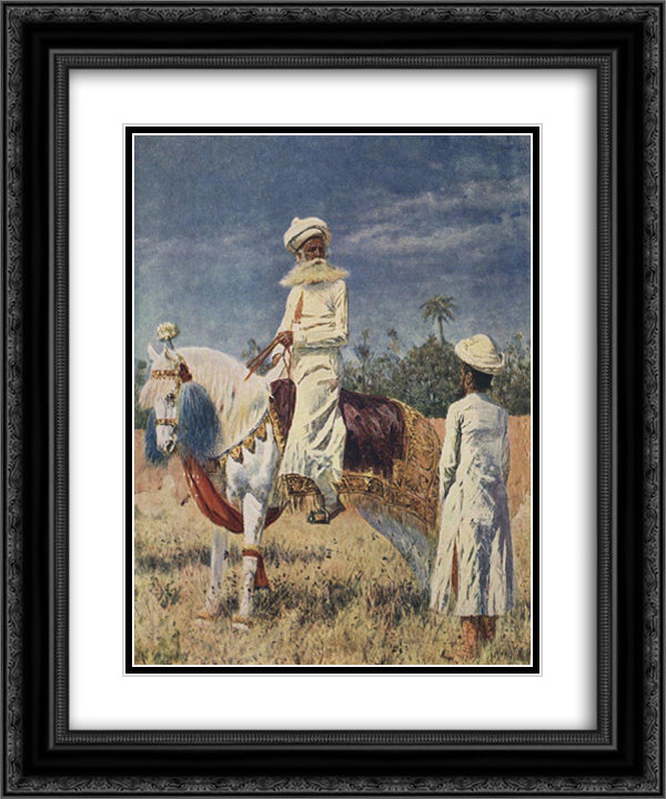 The rider in Jaipur 20x24 Black Ornate Wood Framed Art Print Poster with Double Matting by Vereshchagin, Vasily