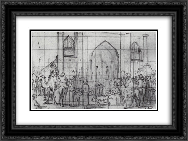 Triumph 24x18 Black Ornate Wood Framed Art Print Poster with Double Matting by Vereshchagin, Vasily