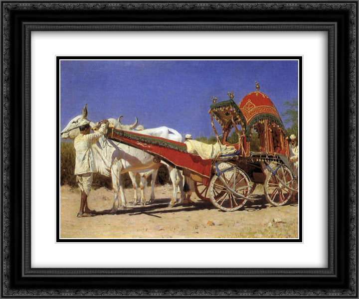 Vehicle of rich people in Delhi 24x20 Black Ornate Wood Framed Art Print Poster with Double Matting by Vereshchagin, Vasily