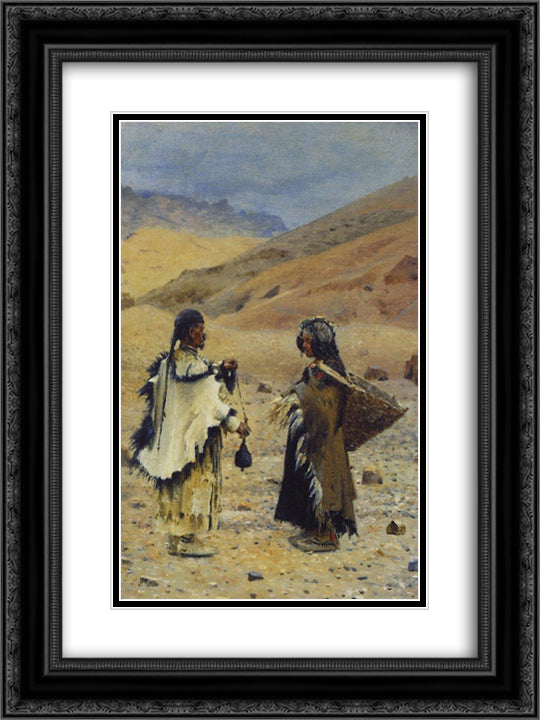 West Tibetans 18x24 Black Ornate Wood Framed Art Print Poster with Double Matting by Vereshchagin, Vasily