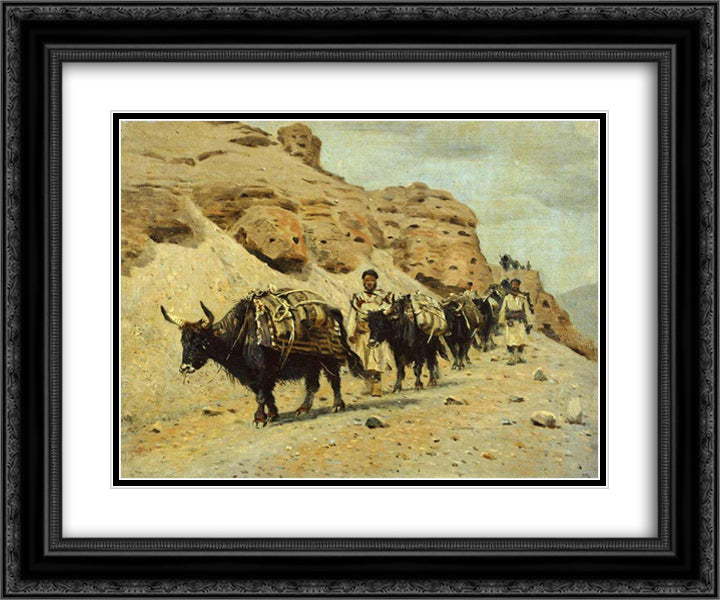 Yaqui 24x20 Black Ornate Wood Framed Art Print Poster with Double Matting by Vereshchagin, Vasily