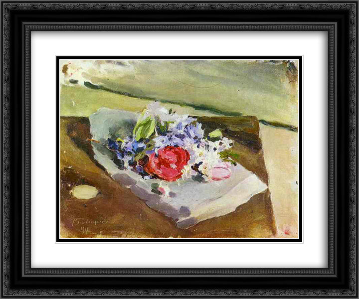 Flowers 24x20 Black Ornate Wood Framed Art Print Poster with Double Matting by Borisov Musatov, Victor