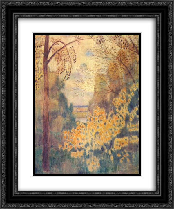 Hazel Bush 20x24 Black Ornate Wood Framed Art Print Poster with Double Matting by Borisov Musatov, Victor