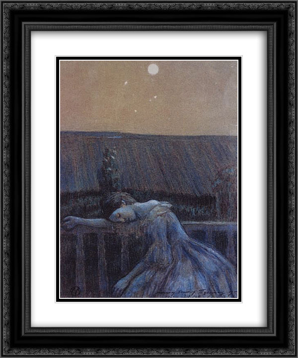 On a Balcony 20x24 Black Ornate Wood Framed Art Print Poster with Double Matting by Borisov Musatov, Victor