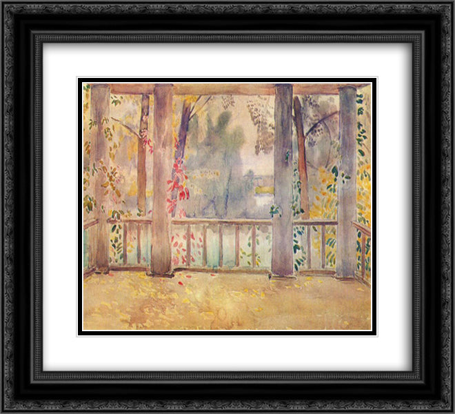 On a Balcony in Tarusa 22x20 Black Ornate Wood Framed Art Print Poster with Double Matting by Borisov Musatov, Victor