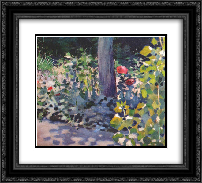 Poppies in the Garden 22x20 Black Ornate Wood Framed Art Print Poster with Double Matting by Borisov Musatov, Victor