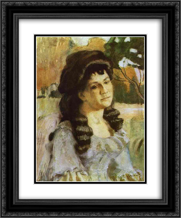Portrait of a Lady 20x24 Black Ornate Wood Framed Art Print Poster with Double Matting by Borisov Musatov, Victor