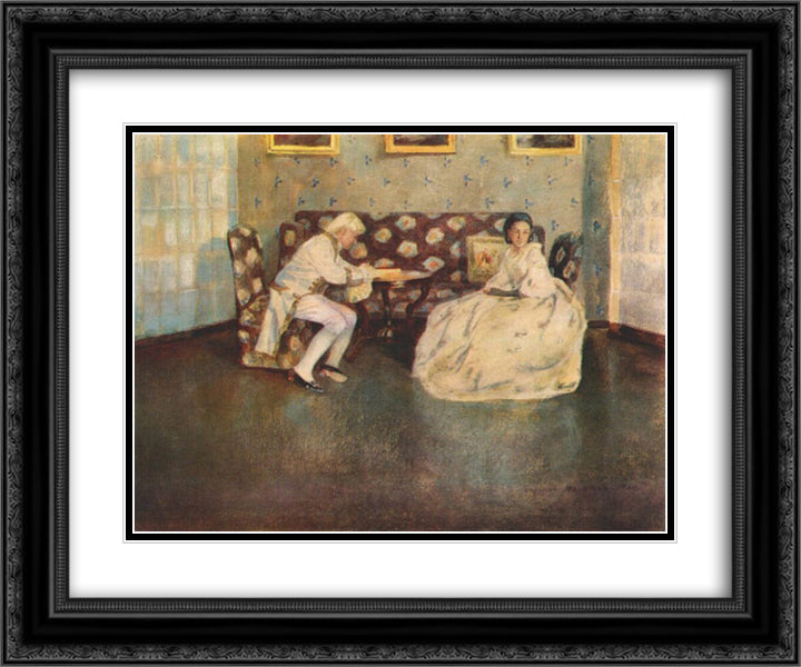 Silence (Indoors) 24x20 Black Ornate Wood Framed Art Print Poster with Double Matting by Borisov Musatov, Victor