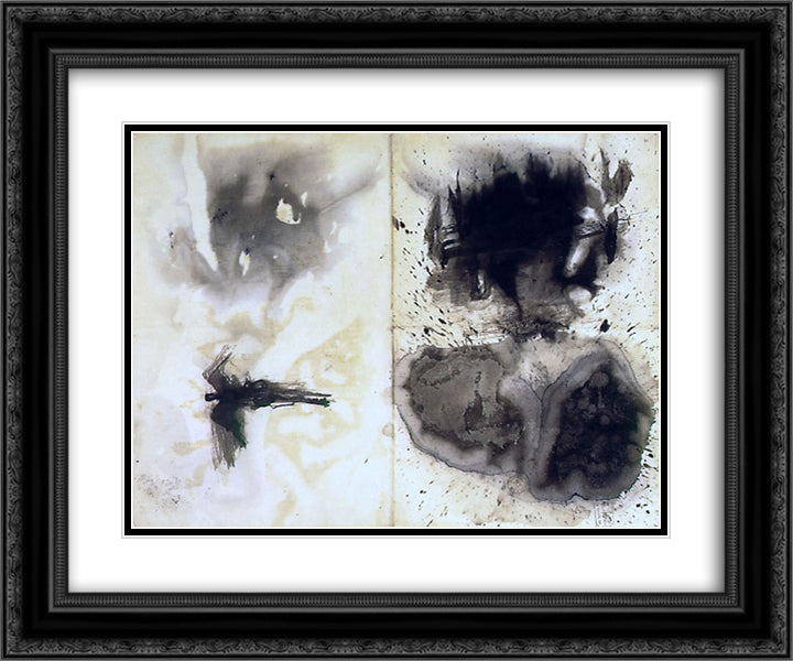 Composition with taches 24x20 Black Ornate Wood Framed Art Print Poster with Double Matting by Hugo, Victor