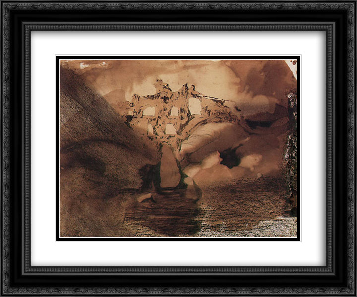 Ruined Aqueduct 24x20 Black Ornate Wood Framed Art Print Poster with Double Matting by Hugo, Victor