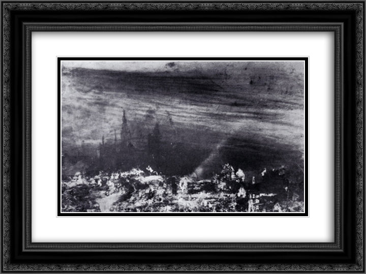 The Dead City 24x18 Black Ornate Wood Framed Art Print Poster with Double Matting by Hugo, Victor