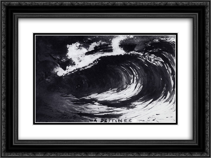 The Wave or My Destiny 24x18 Black Ornate Wood Framed Art Print Poster with Double Matting by Hugo, Victor