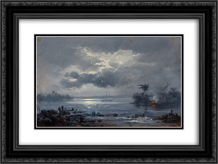A passagem de Humaita 24x18 Black Ornate Wood Framed Art Print Poster with Double Matting by Meirelles, Victor