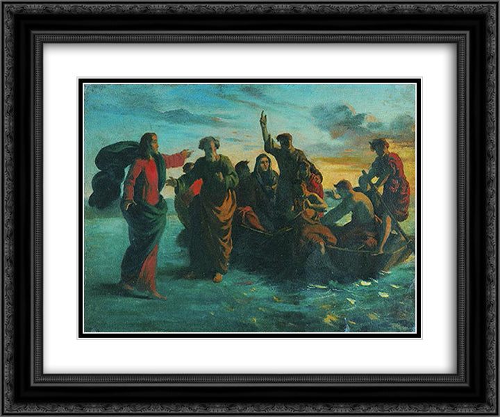 Cristo sobre as ondas 24x20 Black Ornate Wood Framed Art Print Poster with Double Matting by Meirelles, Victor