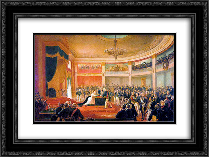 Juramento da Princesa Isabel 24x18 Black Ornate Wood Framed Art Print Poster with Double Matting by Meirelles, Victor