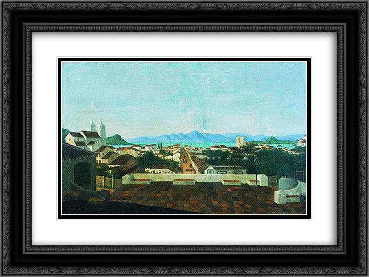 Vista do Desterro 24x18 Black Ornate Wood Framed Art Print Poster with Double Matting by Meirelles, Victor
